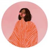 Sticker mural femme avec couverture orange - Muller - Rond 