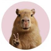 Sticker mural animal Peace Capybara - rond 