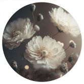 Sticker mural Fleurs blanches avec poussière d'or - Treechild - Rond 