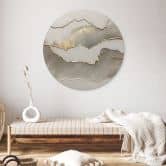Wandbild Abstrakte Landschaft mit Metallicfarben - Alma - Alu-Dibond - Rund 
