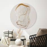Billede Abstrakt linjekunst i guld og beige - Aluminium dibond - Alma - Rund 