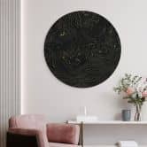 Wandbild Abstrakte Linien Schwarz-gold - Amini - Alu-Dibond Rund 