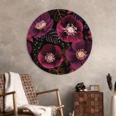 Wandbild Florale Blütenpracht in Purpurtönen - Anis Illustration - Alu-Dibond Rund 