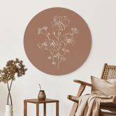 Wandbild Wildrosenstrauß Mocha-Mousse - Anis Illustration - Alu-Dibond Rund 