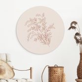 Wandbild Zweig der Akazie in Mokkafarben - Anis Illustration - Alu-Dibond Rund 