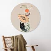 Rundes Wandbild Arty Guava - Papaya Balance - Alu-Dibond 
