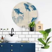 Alu-Dibond Blaue Fische - Rund 