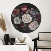 Wandbild Blumen Stillleben im Redouté-Stil - Bloomery Decor - Alu-Dibond Rund 