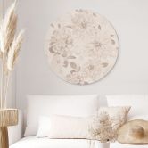 Wandbild Dahlien Shabby Chic Beige - Bloomery Decor - Alu-Dibond Rund 