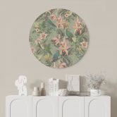 Wandbild Dschungel mit Papageien Grün - Bloomery Decor - Alu-Dibond Rund 