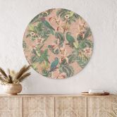 Wandbild Dschungel mit Papageien Rosa - Bloomery Decor - Alu-Dibond Rund 