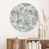 Billede Jungle Leaves Watercolour Cream - Bloomery Decor - Alu-Dibond Round 
