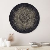 Wandbild Elegantes Mandala in Schwarz-Gold - Bloomery Decor - Alu-Dibond Rund 