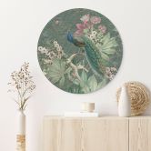 Wandbild Pfau im Tropengarten auf Mosaik - Bloomery Decor - Alu-Dibond Rund 