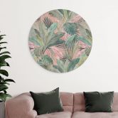 Wandbild Tropenblätter im Dschungel Rosa - Bloomery Decor - Alu-Dibond Rund 