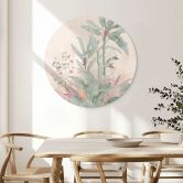 Wandbild Tropische Idylle mit Kolibri Apricot - Bloomery Decor - Alu-Dibond Rund 