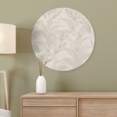 Wandbild Urban Jungle Tropenblätter Creme - Bloomery Decor - Alu-Dibond Rund 
