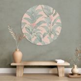 Wanddecoratie Urban Jungle Tropische Bladeren Roze - Bloemdecoratie - Alu-Dibond Rond 