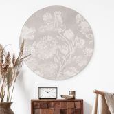 Wandbild Wildblumen in Kreide-Optik Beige - Bloomery Decor - Alu-Dibond Rund 