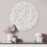 Wandbild Zarte Aquarell-Blätter - Soft Grau - Bloomery Decor - Alu-Dibond - Rund 