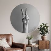 Wandbild Victory Hand - Zeichen des Friedens und Sieges - Bühler - Alu-Dibond Rund 