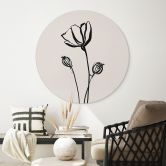 Wandbild Line Art Mohnblume - Cats & Dotz - Alu-Dibond Rund 