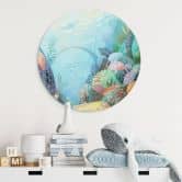 Wall Art Coral reef in blue lagoon - DigitalArtsi - Round - Alu-Dibond 