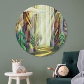 Wall Art Enchanted Forest in the Light - DigitalArtsi - Round - Alu-Dibond 
