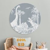 Rundes Wandbild Im Land der Dinosaurier - Blau - Kikki Belle - Alu-Dibond 