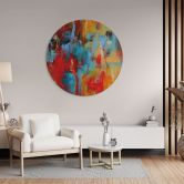 Wandbild Farbenfrohes Chaos - Fedrau - Alu-Dibond Rund 