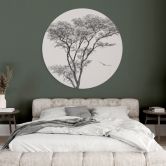 Wandbild Minimalistischer Baum in ruhiger Landschaft - Flour - Alu-Dibond Rund 