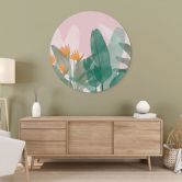 Wanddecoratie Botanische illustratie in groen en roze - Goed Blauw - Alu-Dibond Rond 