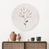 Wall Art Delicate plant with yellow flowers - Goed Blauw - Alu-Dibond Round 