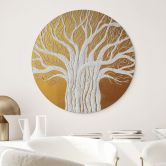 Wandbild Weißer Lebensbaum abstrakt - Grande - Alu-Dibond Rund 