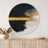 Wandbild Pinselstriche Gold und Schwarz - Haniff - Alu-Dibond Rund 