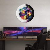 Rundes Wandbild Heine - Magischer Zauberwürfel - Rubik's Cube - Alu-Dibond 