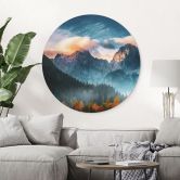 Wandbild Herbstliche Landschaft am Gipfel Triglav in den Julischen Alpen - Alu-Dibond Rund 
