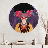 Wandbild Frau mit Blütenkranz und Stärke - Hülya - Alu-Dibond Rund 