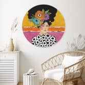 Wandbild Frau mit bunter Blumenkrone - Hülya - Alu-Dibond Rund 