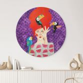 Wandbild Frau mit Tukan-Trio - Hülya - Alu-Dibond Rund 