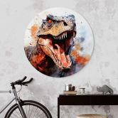 Wandbild T-Rex: Das wilde Gesicht der Urzeit - Jaszke - Alu-Dibond Rund 