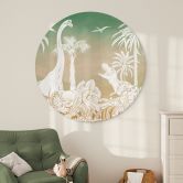 Rundes Wandbild Abenteuerreise zu den Dinosauriern - Ombre - Kikki Belle - Alu-Dibond 