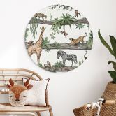 Wandbild Afrikanische Tiere im Dschungel - Kikki Belle - Alu-Dibond Rund 