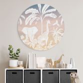 Tableaux ronds Paradis de la jungle avec animaux sauvages - Ombre - Kikki Belle - Alu-Dibond 