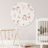 Rundes Wandbild Einhorntraum im Blütenland - Kikki Belle - Alu-Dibond 