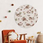 Rundes Wandbild Süße Igel im Herbstwald - Alu-Dibond - Kikki Belle 