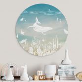 Rundes Wandbild Unterwasserwelt-Paradies - Ombre - Kikki Belle - Alu-Dibond 