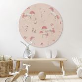 Rundes Wandbild Verzauberte Einhörner mit Kirschblüten - Alu-Dibond - Kikki Belle 
