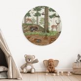 Wandbild Wimmelbild Waldtiere - Kikki Belle - Alu-Dibond Rund 
