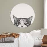 Rundes Wandbild Neugierige Katze - Korenkova - Alu-Dibond 